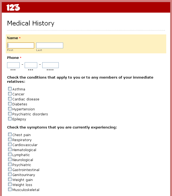 Free Templates For Medical Forms